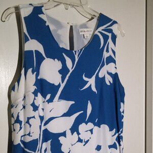 AVA and VIV Royal Blue Flowered Blouse | Blue and White Floral Shirt | Size X